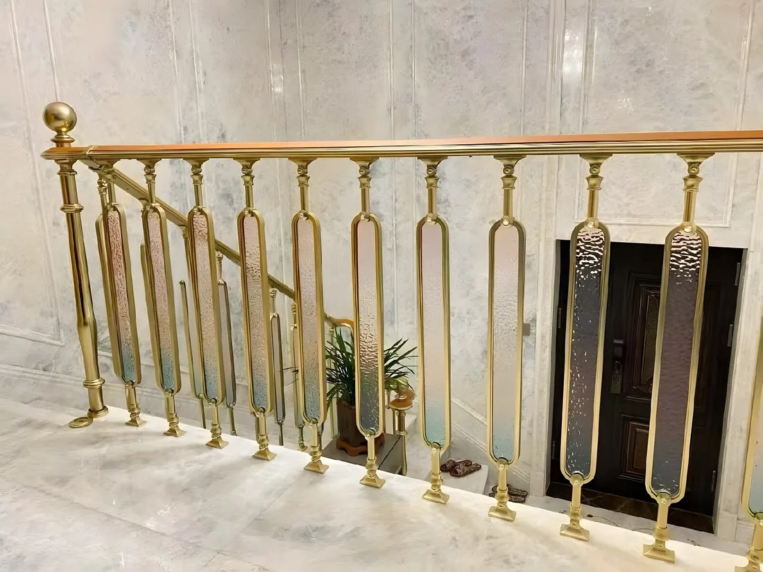 CHIFU gold balusters on a marble staircase